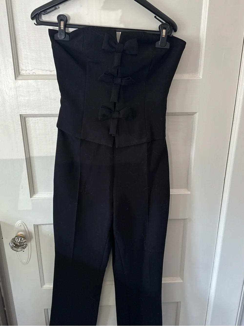 Zara Black Strapless Bow-Front Jumpsuit